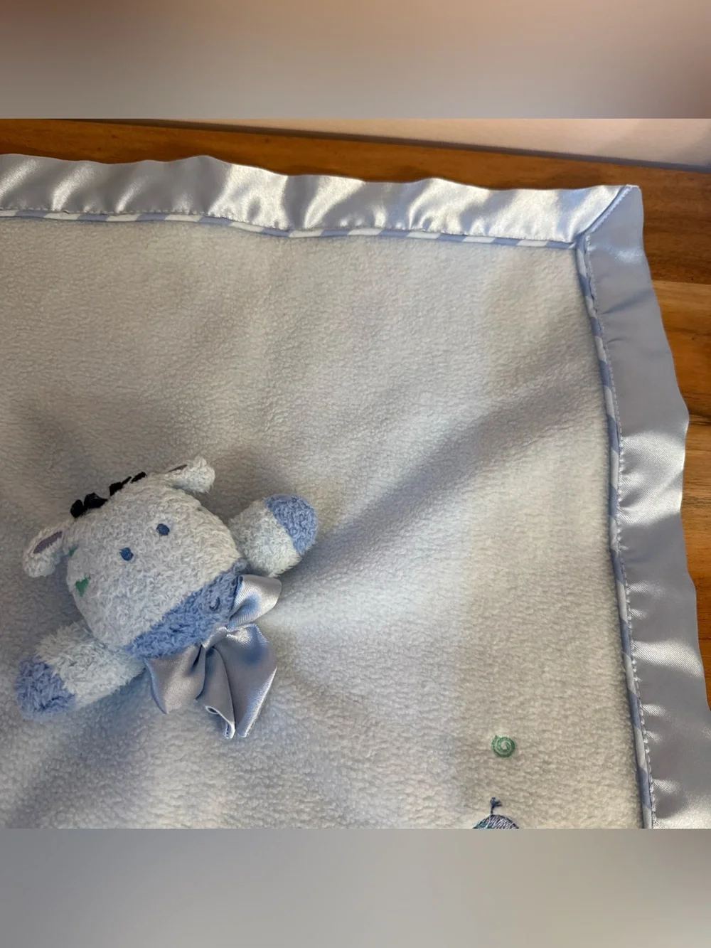 Carters Blue Zebra Lovey Giraffe Child of Mine Blanket Rattle Satin BEST FRIEND